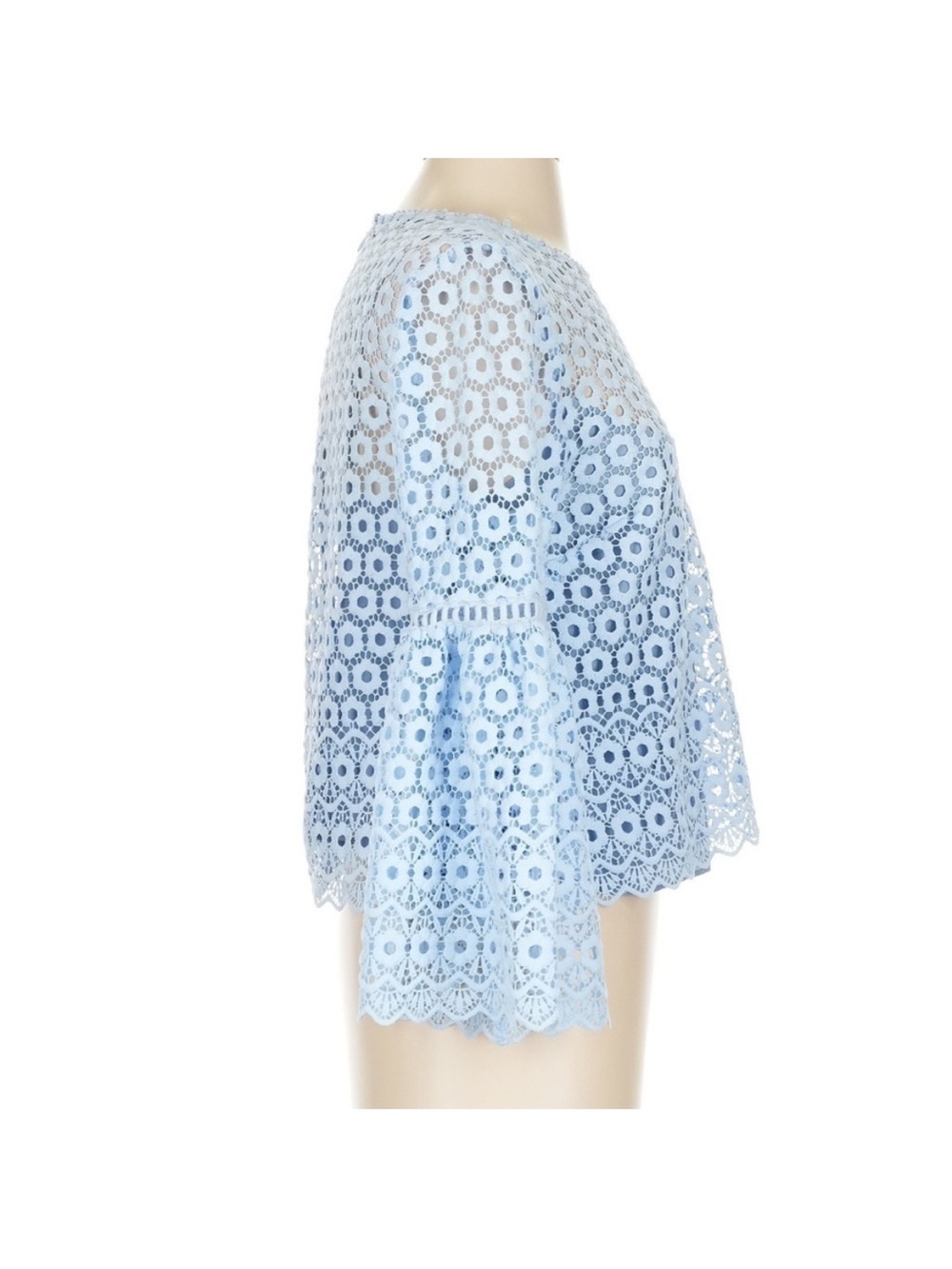 J.Crew Lace Bell Sleeve Blouse Size 2 White Floral Eyelet Top NWT Boho - Picture 3 of 6